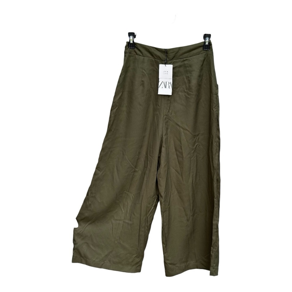 Zara Wide Leg Culotte Olive Colored Pants Size XS